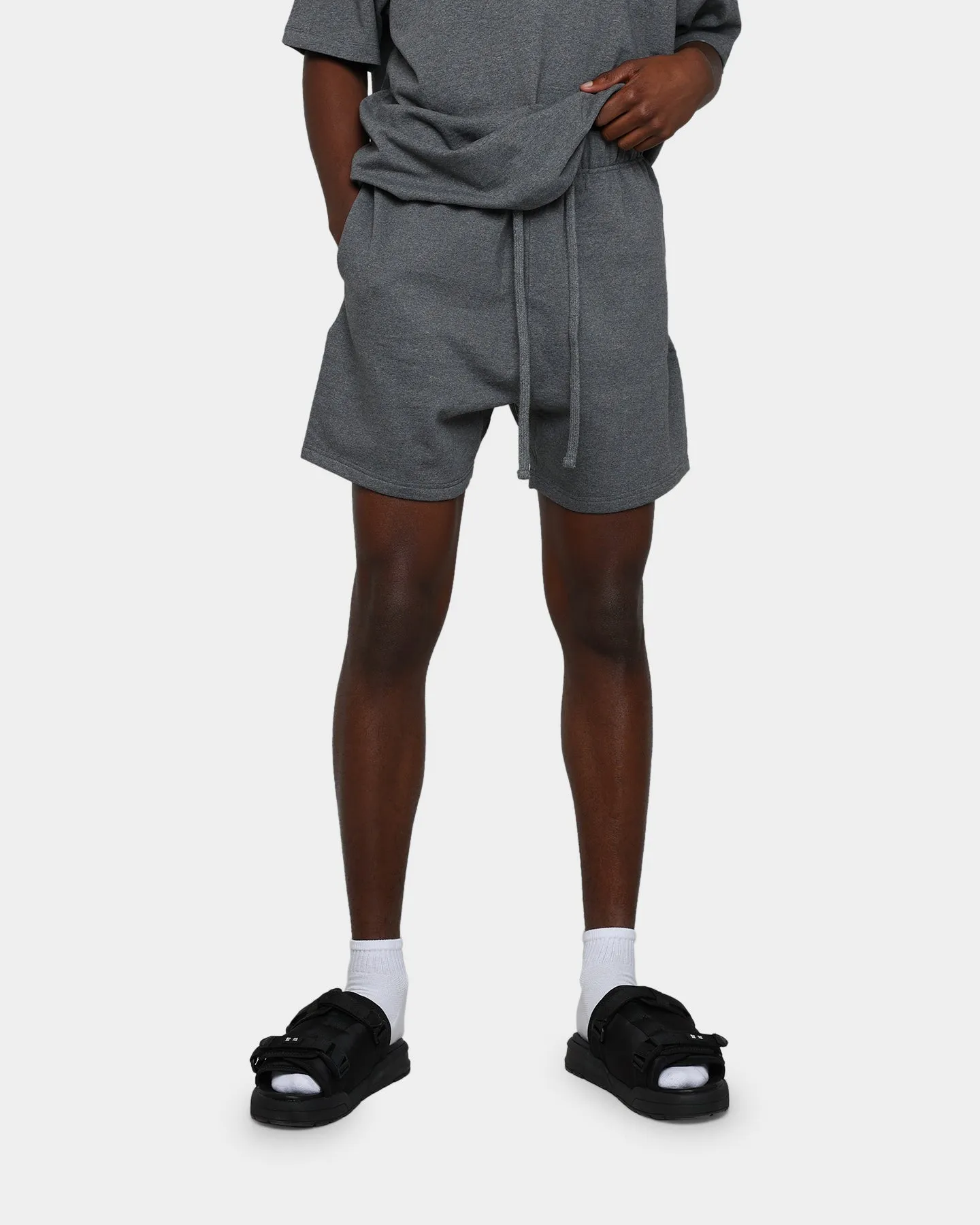 MNML Every Day Sweatshorts Dark Heather Chafe Free Edging Multi Pocket System