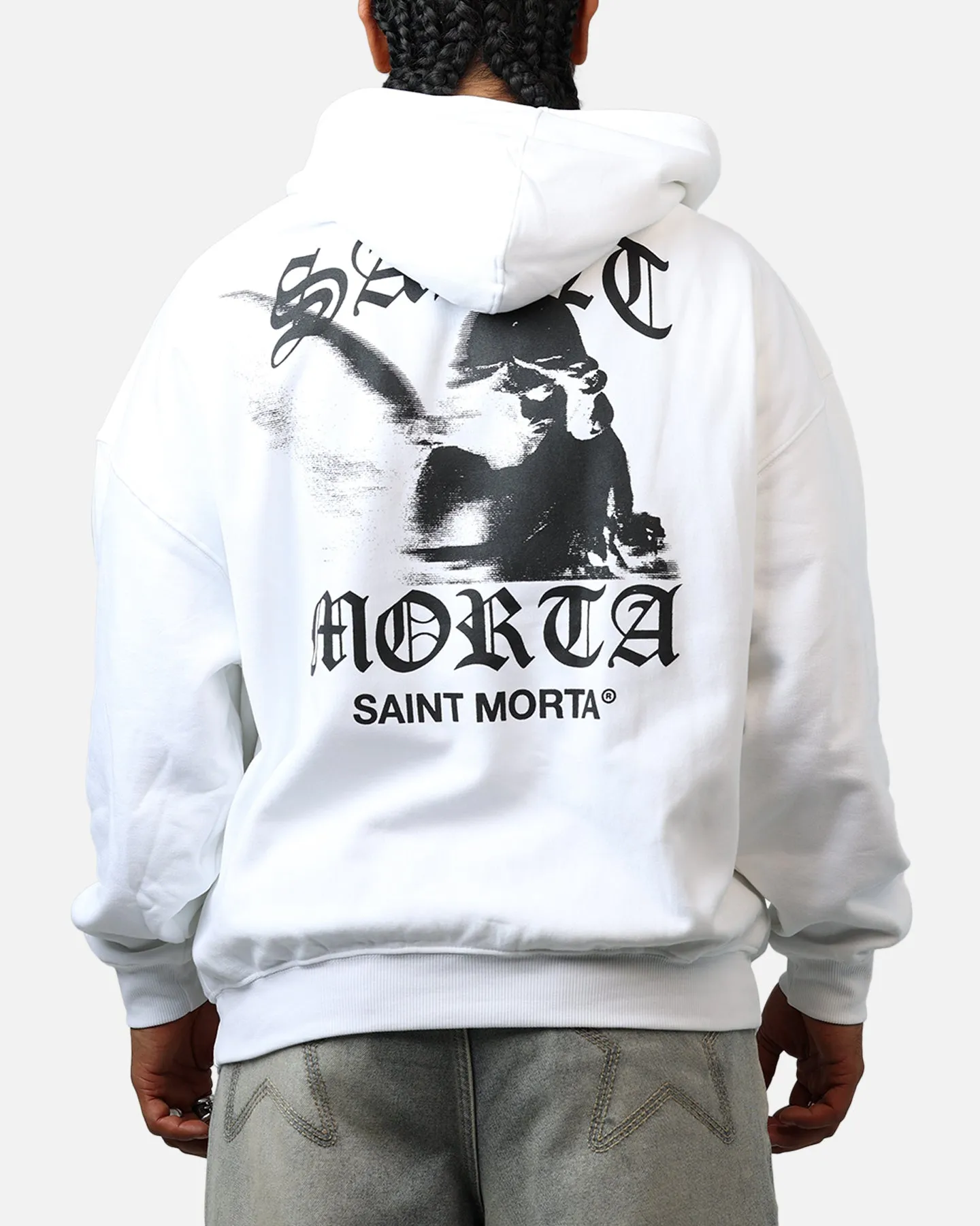Sleeve Detail Water Repellent Saint Morta Maiden Boxy Hoodie White