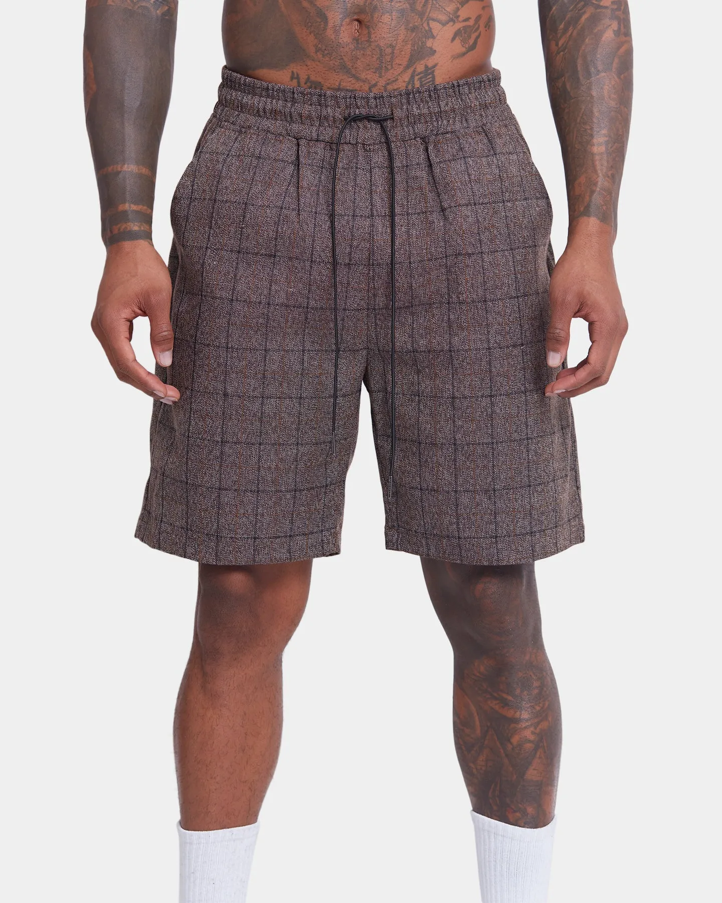 Geometric Pattern Simple Waist XXIII Jacy Shorts Brown