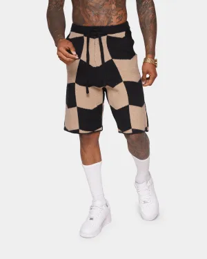 XXIII Meda Check Shorts Black/Beige Silk Touch