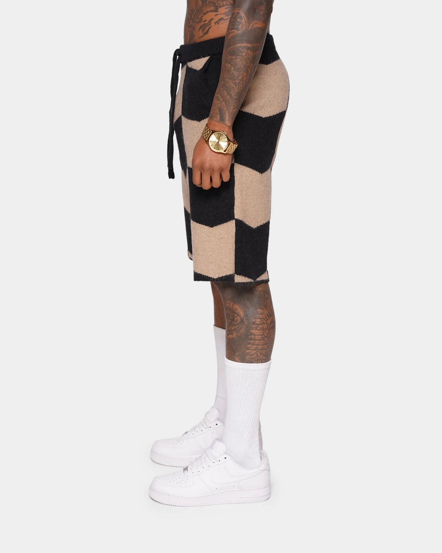 Slim Look UV Protection XXIII Meda Check Shorts Black/Beige