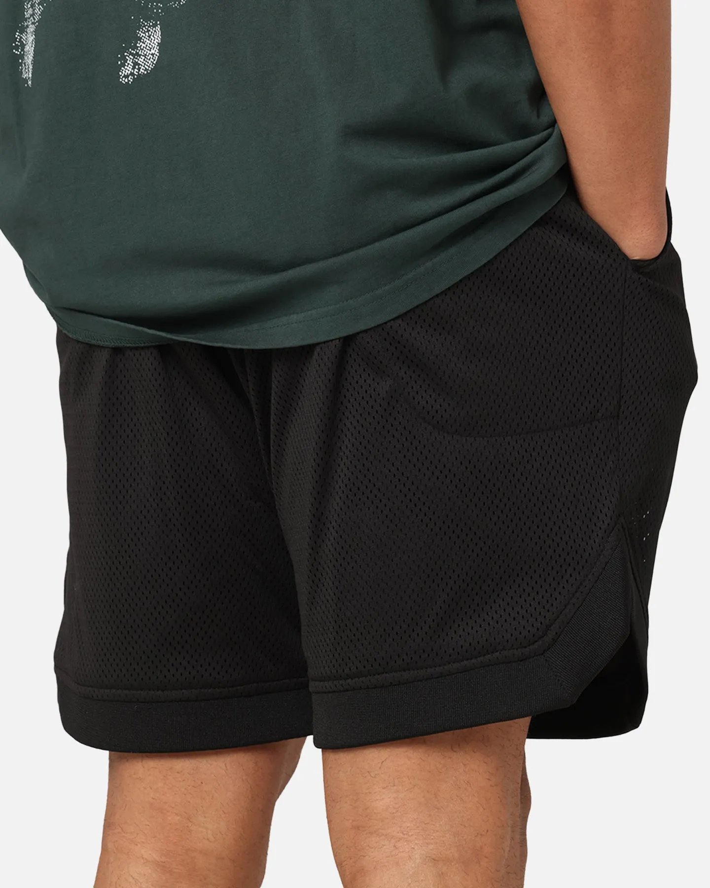 Saint Morta Gothic Stack Basketball Shorts Black Gloves plain shorts