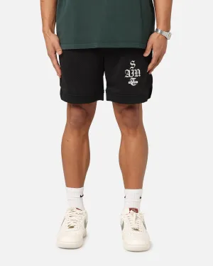 Saint Morta Gothic Stack Basketball Shorts Black Sweat Wicking Technology Anti Pilling Surface
