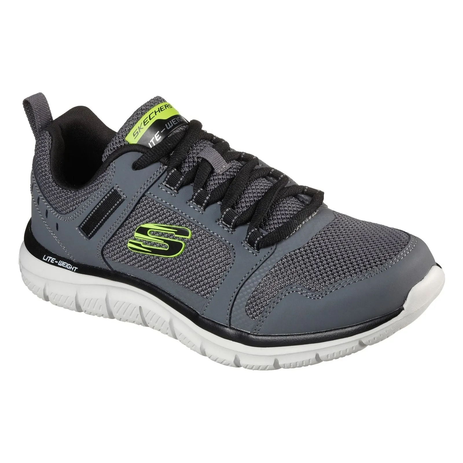 Skechers Mens Track Knockhill Shoes Charcoal/Black Light Step