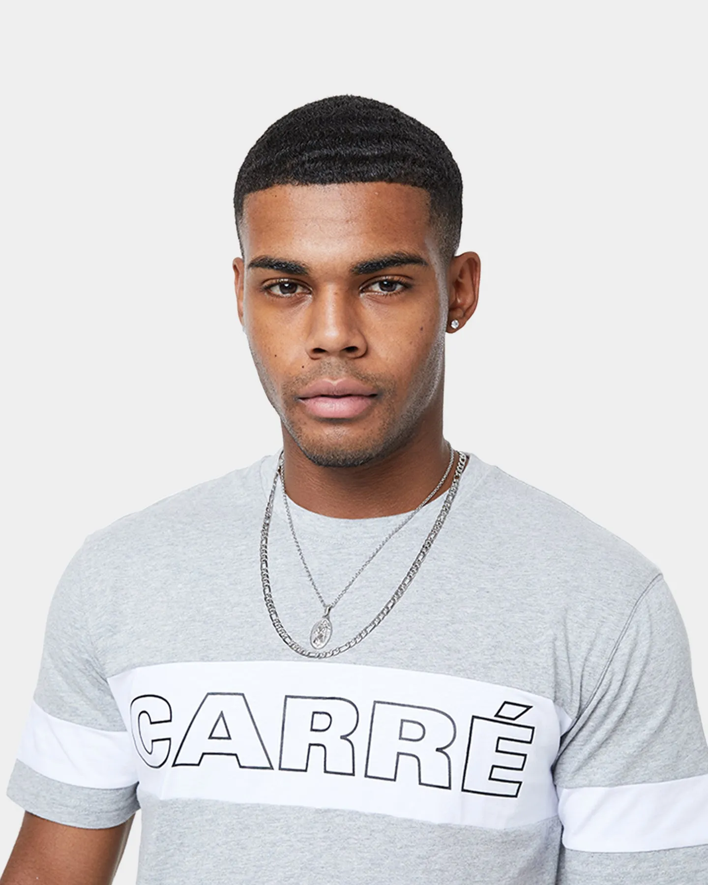 Carr?? Panneau Short Sleeve T-Shirt Grey Marle Fashionable