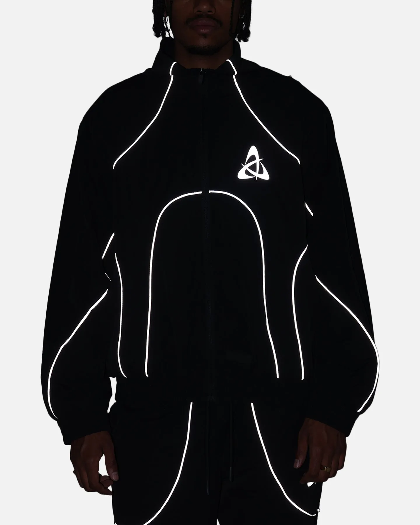 Slim Silhouette Custom The Anti Order Stereo Nylon Track Jacket Black
