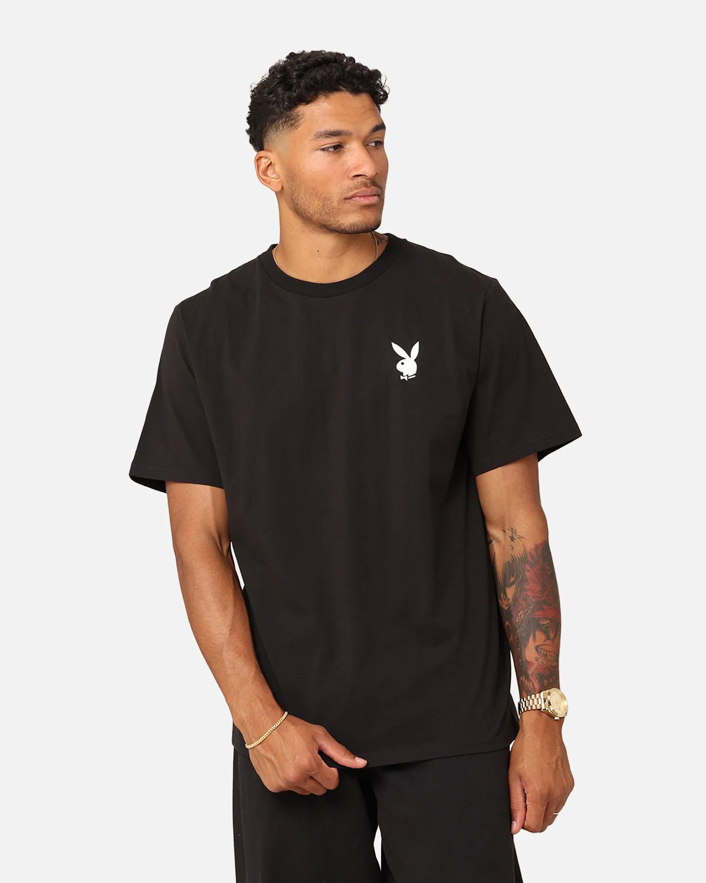 Playboy Playboy Logo Lockup T-Shirt Black Functional Fashion Cozy Essentials