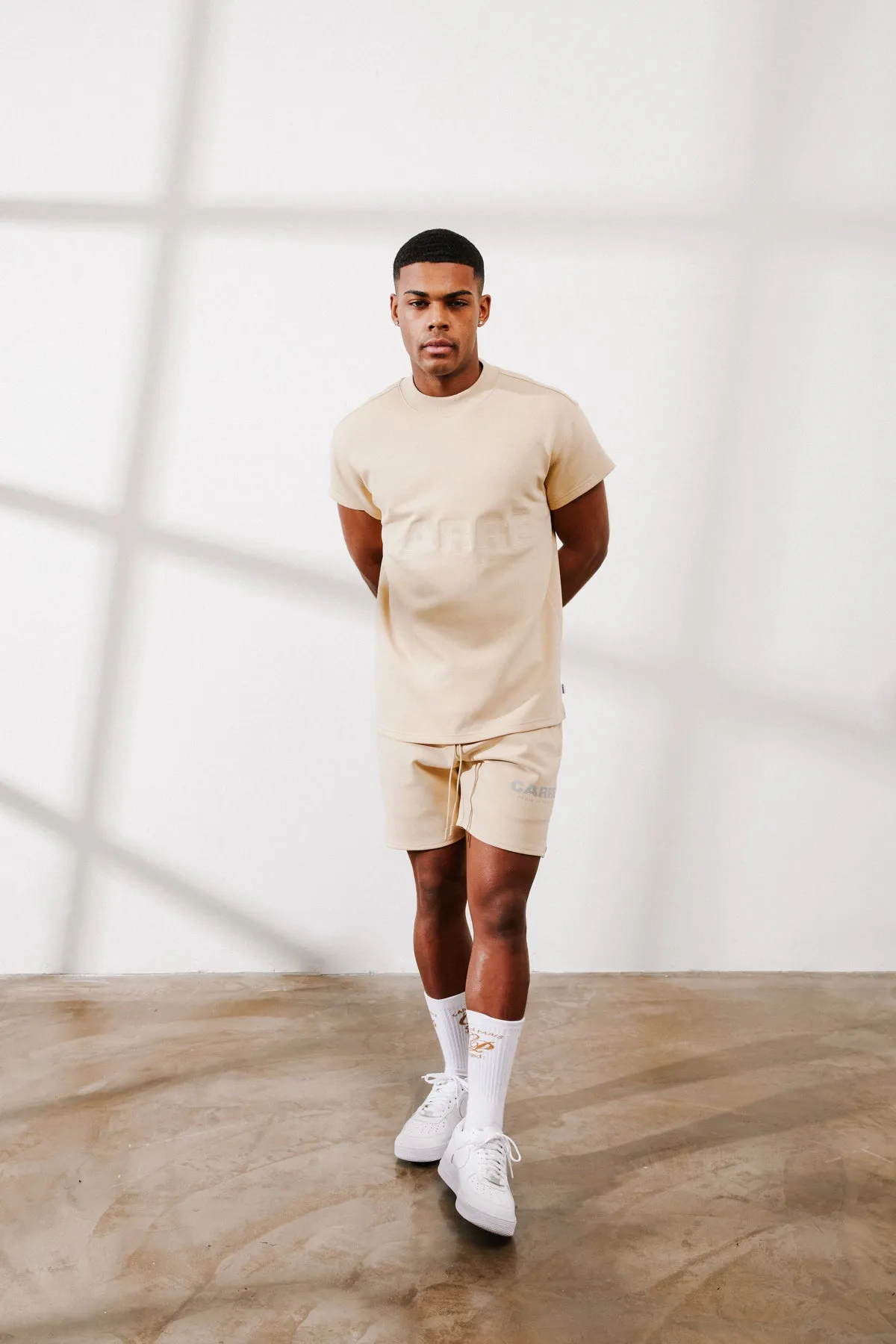 Carre Premium Motion Mockneck T-shirt Cappuccino/Grey Trendy Apparel