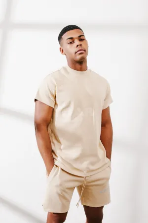 Simple Comfort Wear Carre Premium Motion Mockneck T-shirt Cappuccino/Grey
