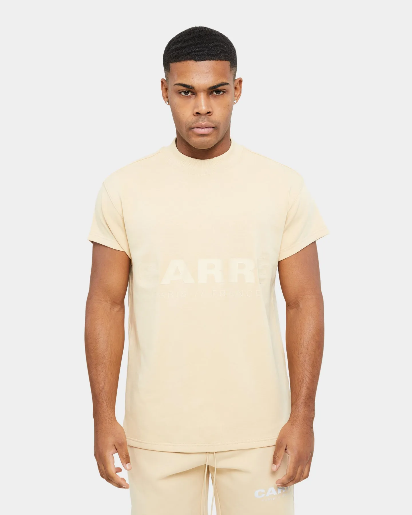 Carre Premium Motion Mockneck T-shirt Cappuccino/Grey Timeless Comfort Comfortable All Day Wear