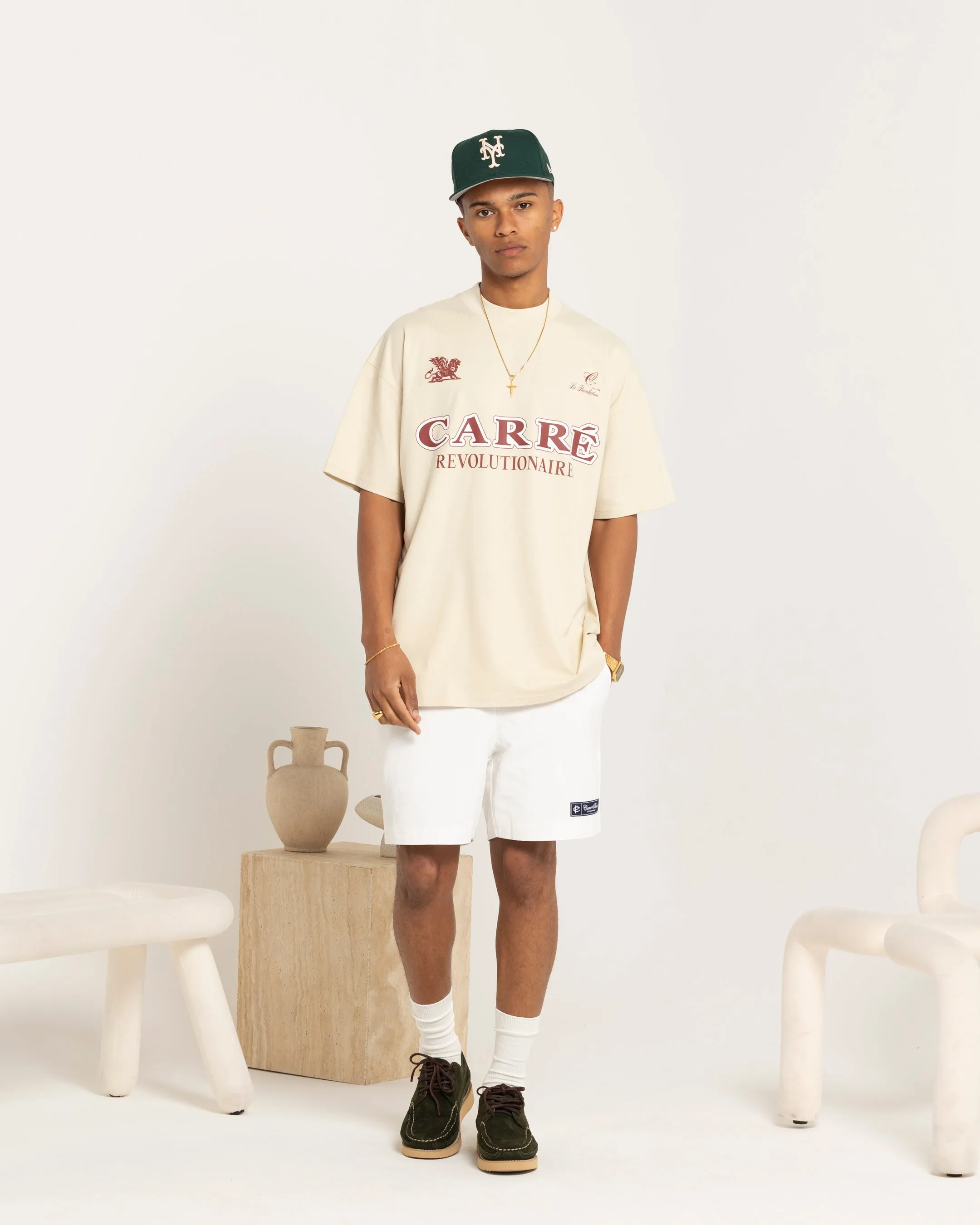 QuickDry Material Bold Statement Carre Formula Oversized T-Shirt Off White