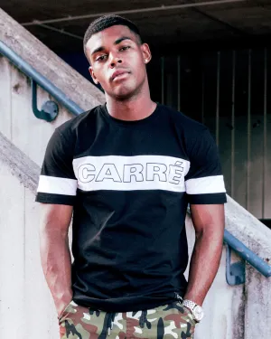 Tubular Knit Structure Carr?? Panneau Short Sleeve T-Shirt Black/White