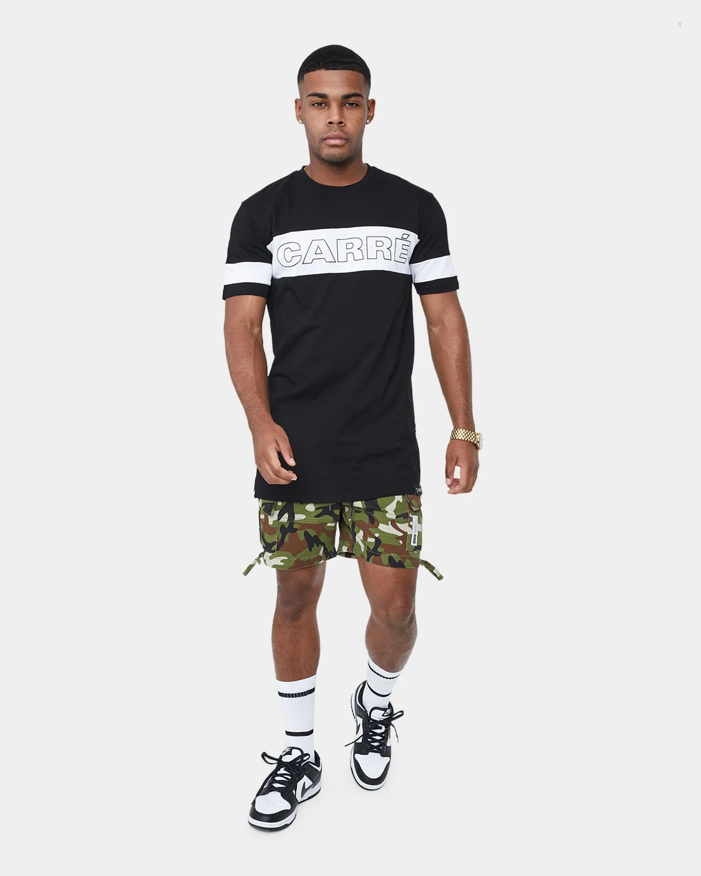 hypoallergenic Carr?? Panneau Short Sleeve T-Shirt Black/White