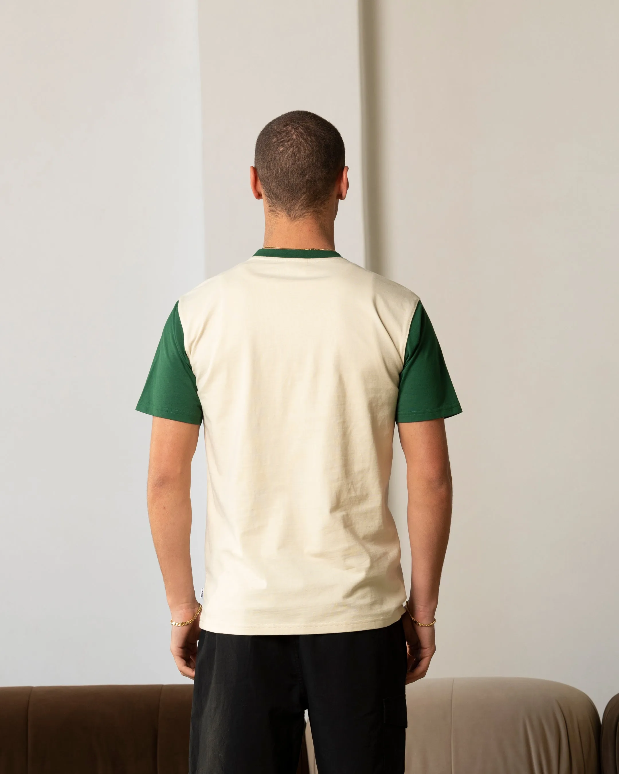 Textured Surface Carre Script Two Tone T-Shirt Off White