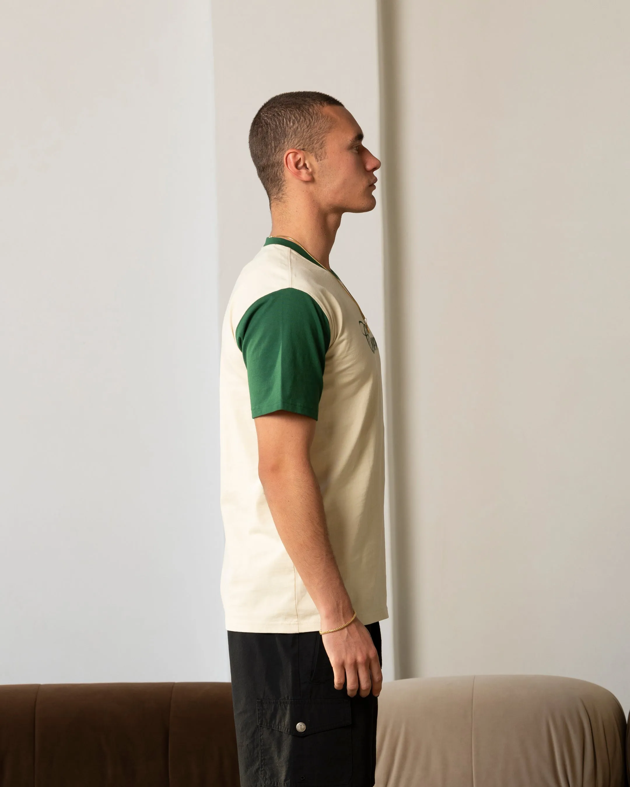 Hypoallergenic fabric Outdoor Light Carre Script Two Tone T-Shirt Off White