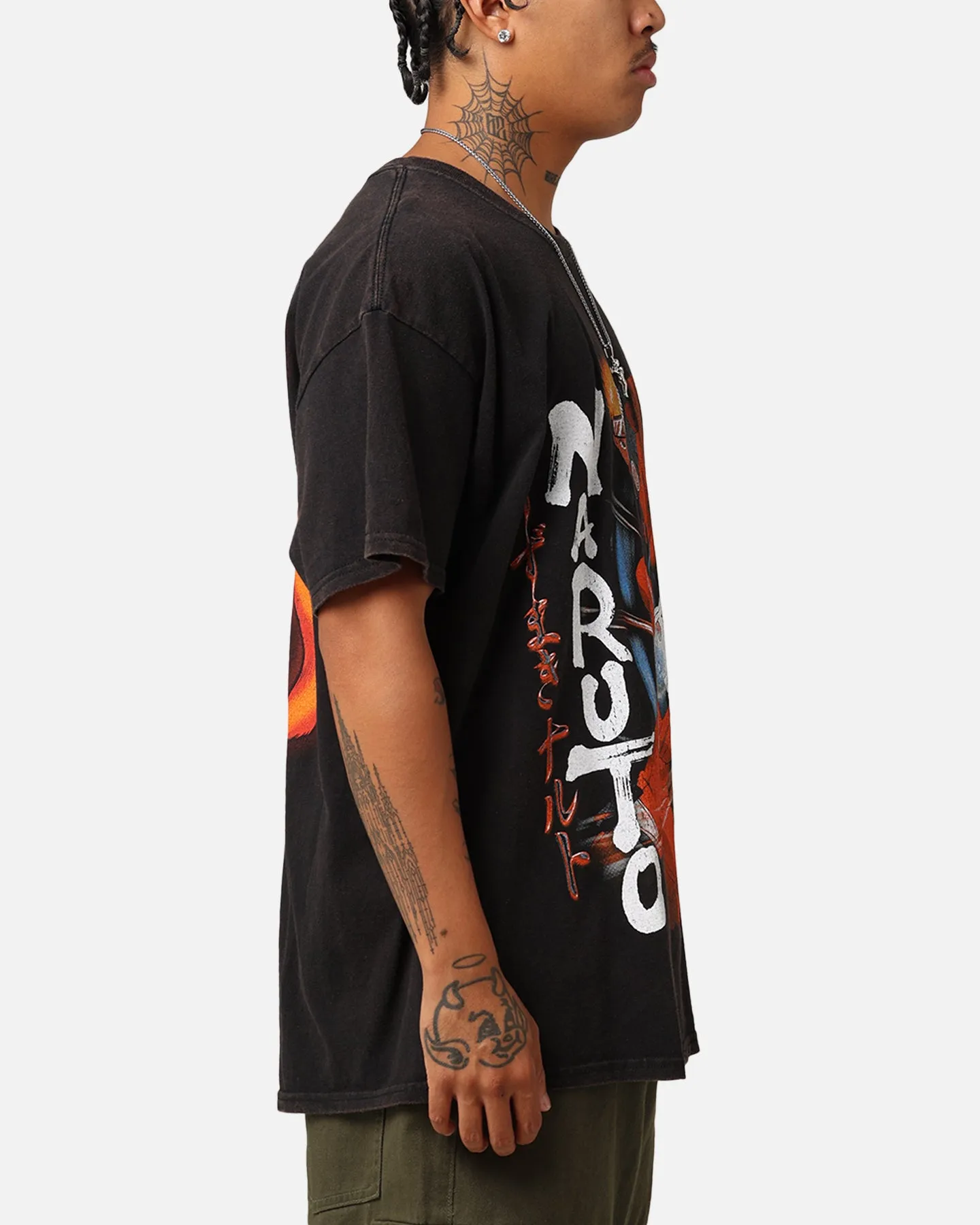 Oversized Cut Goat Crew X Naruto Vintage T-Shirt Black Wash