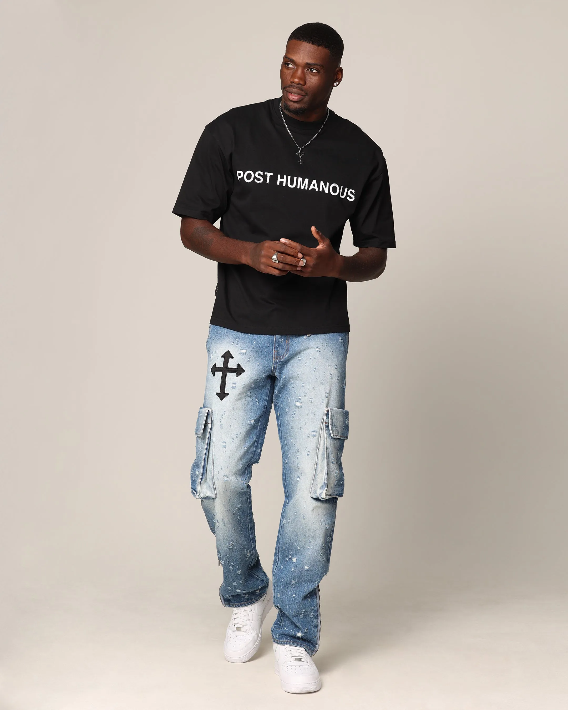 Saint Morta Post Humanous Patrol T-Shirt Black Flexible Shoulder Seams Durable Color Retention
