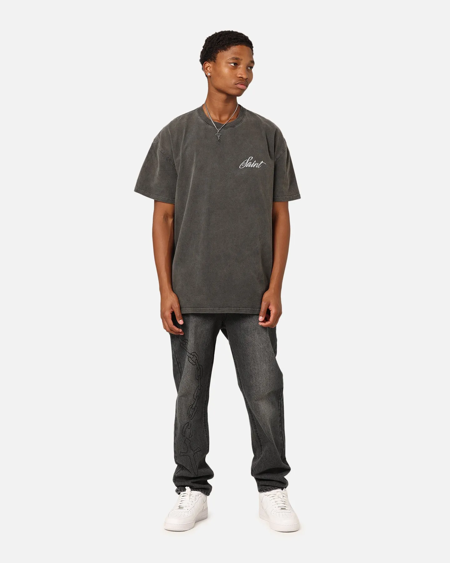 Timeless casual wear Saint Morta Guardian T-Shirt Black Wash