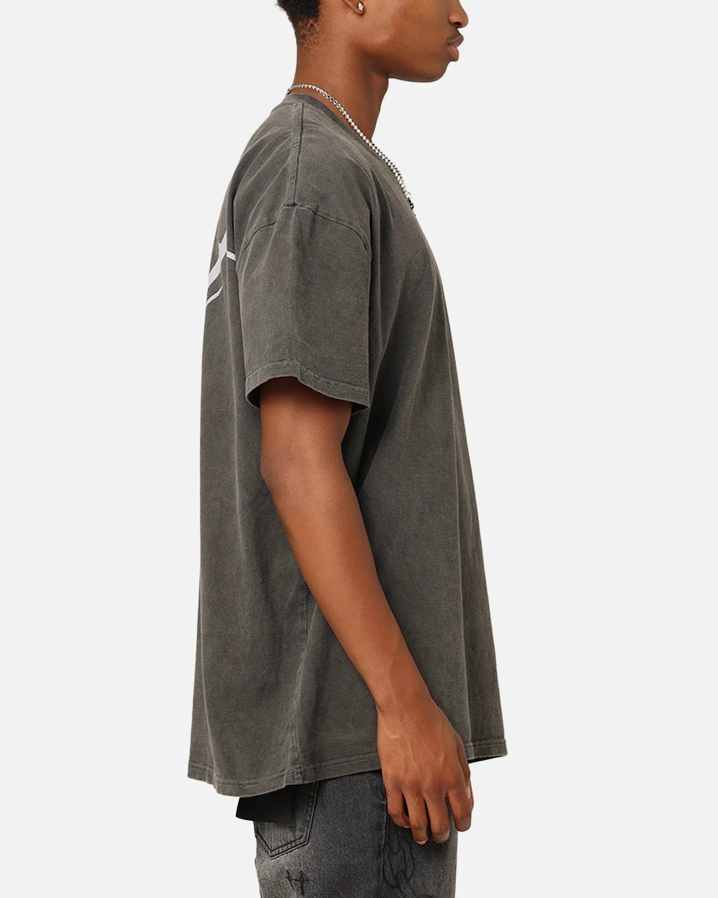 Odor Resistant Material Sublimation Printed Collar Saint Morta Guardian T-Shirt Black Wash