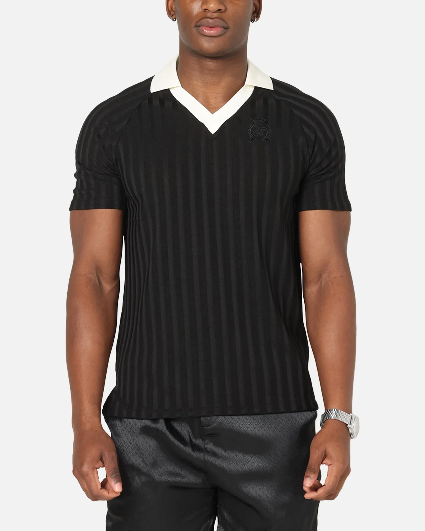 Sporty Look Sik Silk Polo T-Shirt Black