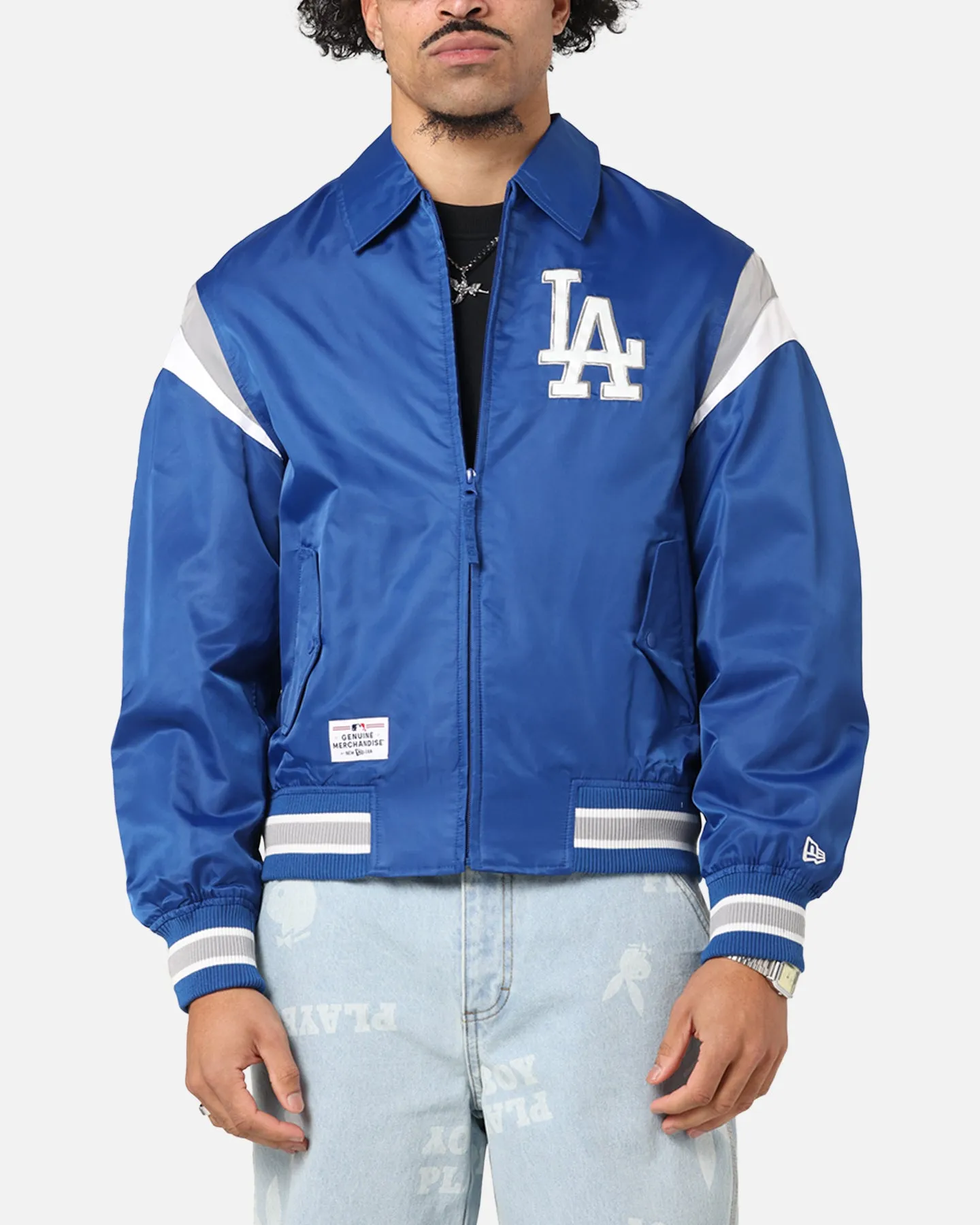 New Era Los Angeles Dodgers MLB Retro Stadium Jacket Blue gym - goers