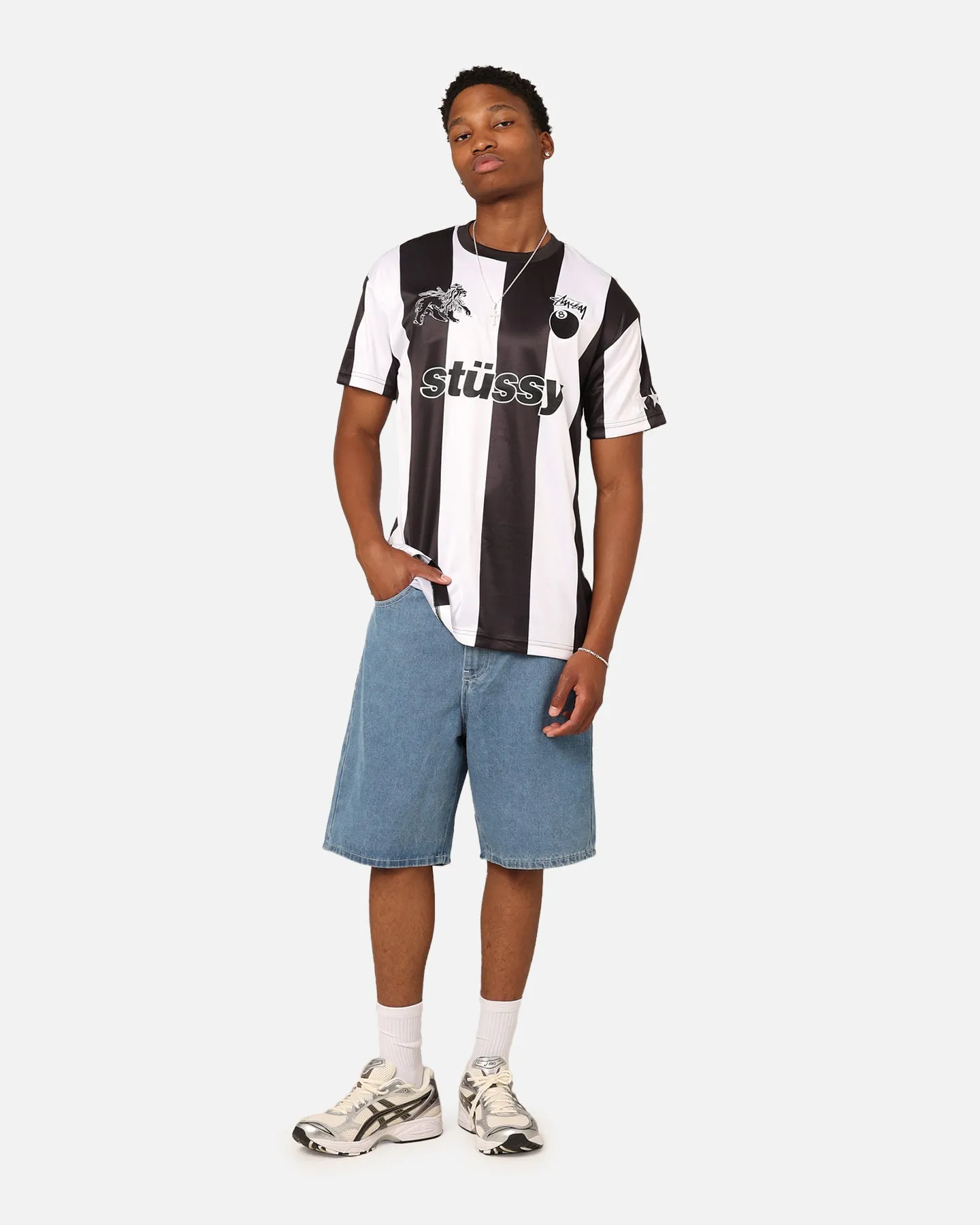 Stussy Football T-Shirt Black/White Silk combination