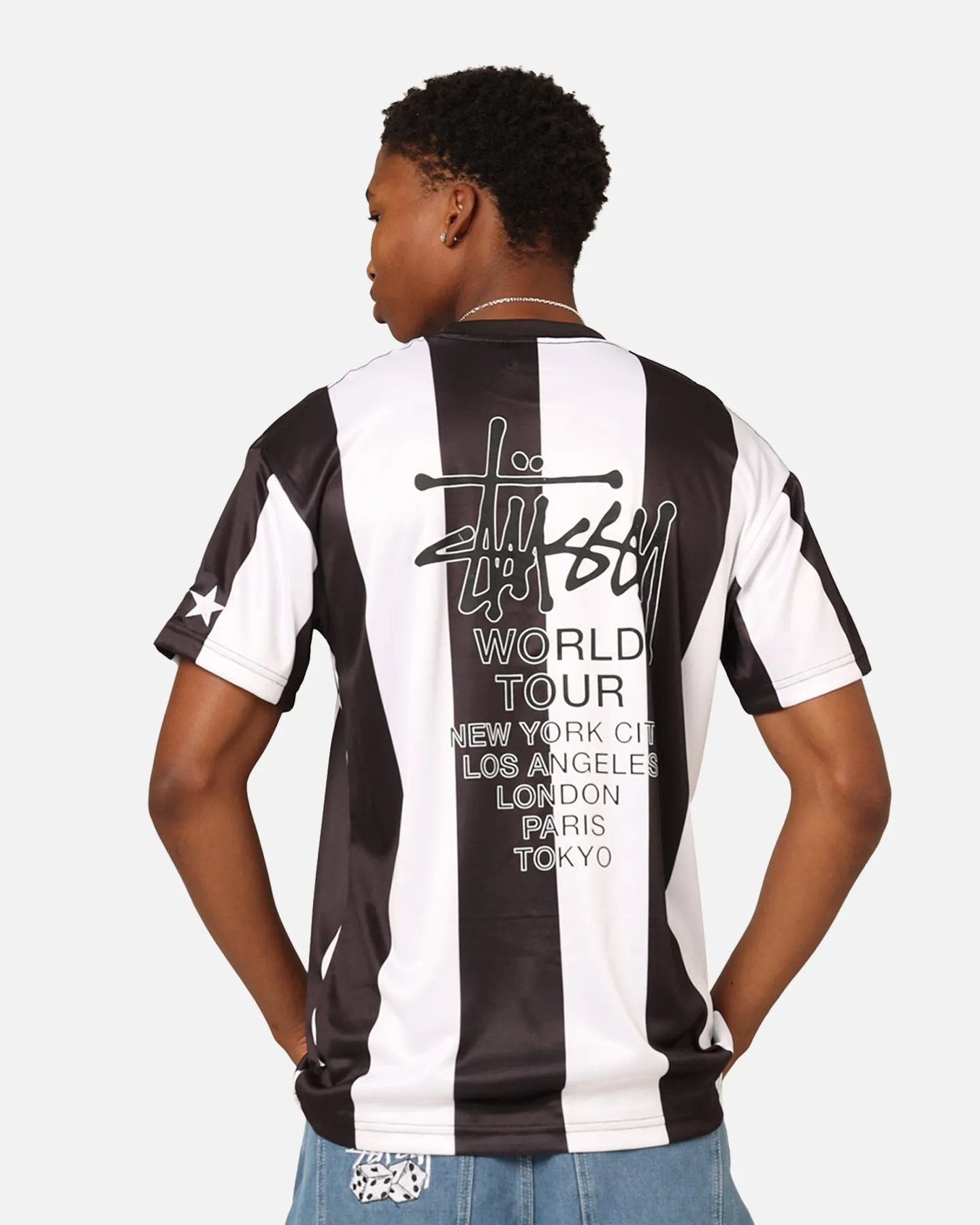 Non Restrictive Silhouette Simple Style Stussy Football T-Shirt Black/White