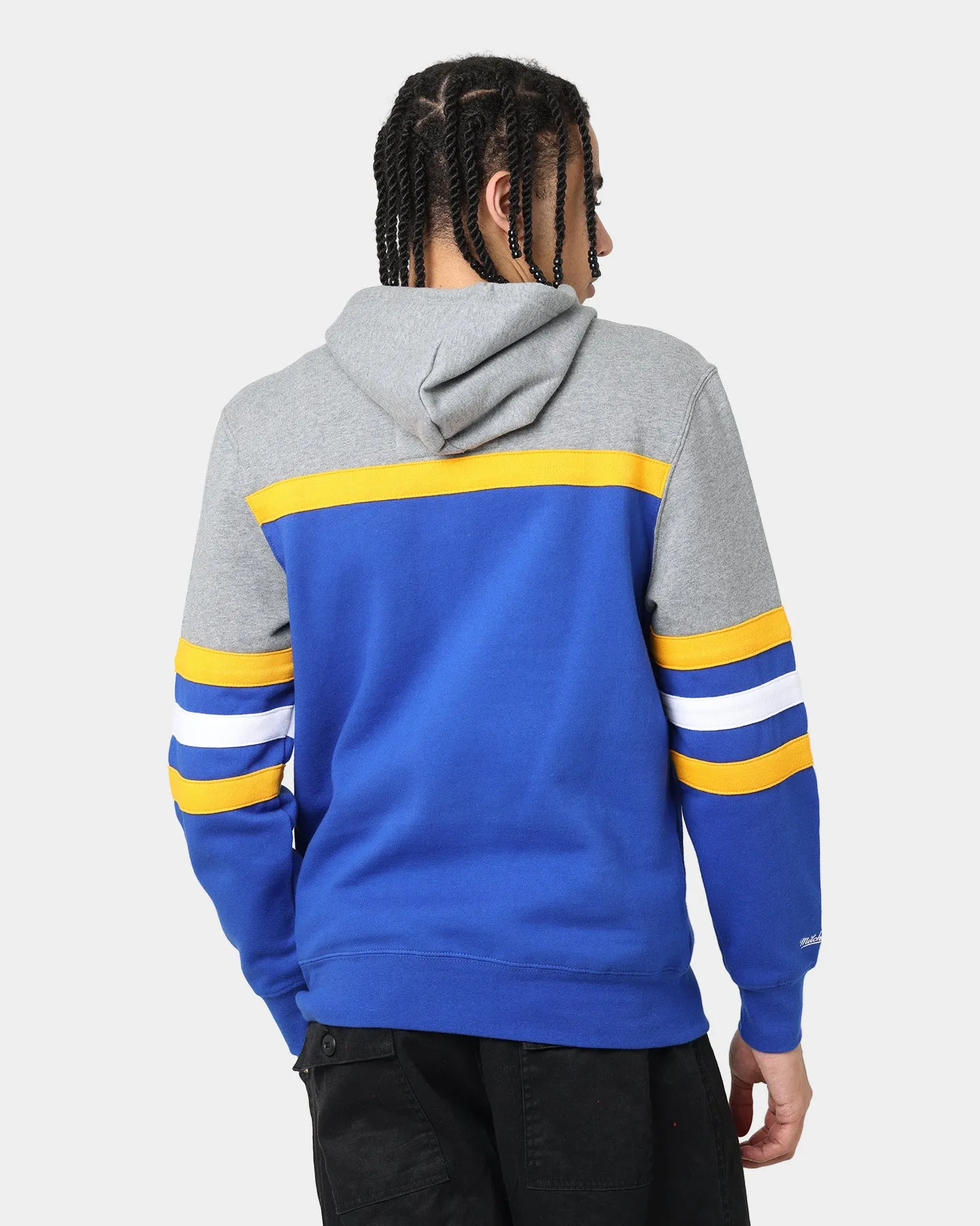 Functional Fashion Water Repellent Mitchell & Ness Los Angeles Rams Head Coach Hoodie Royal/Yellow