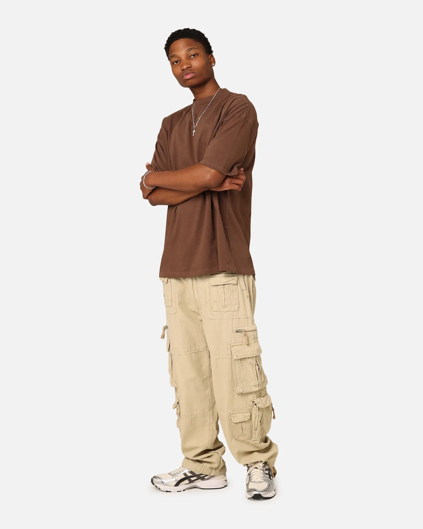 Abrasion Resistant Fabric Culture Kings Oversized Blank T-Shirt Brown