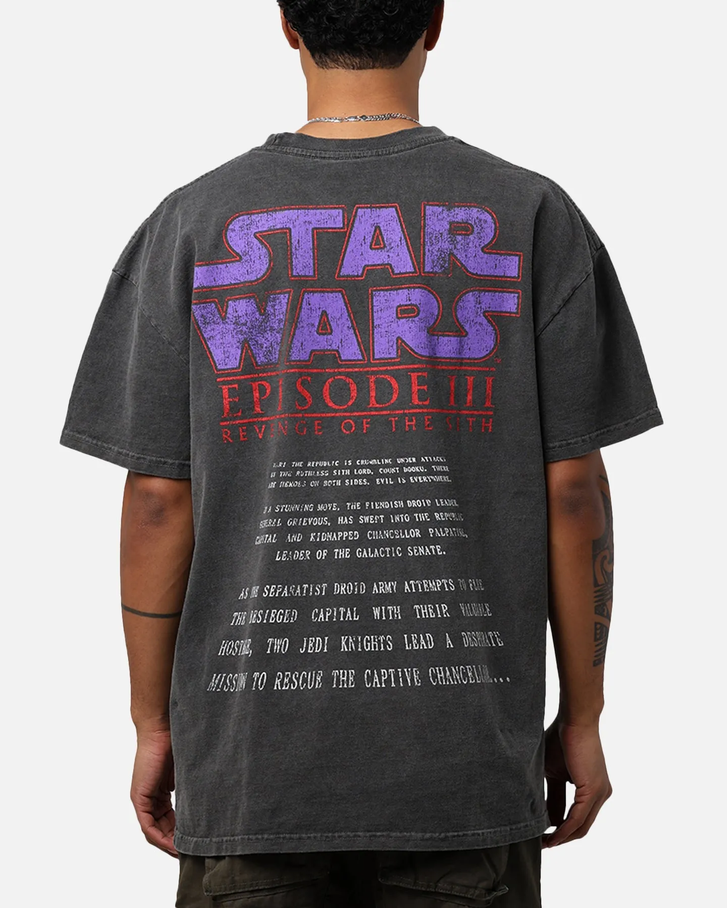 Star Wars Episode III '05 Heavyweight Vintage T-Shirt Black Wash Urban Trend TaglessDesign