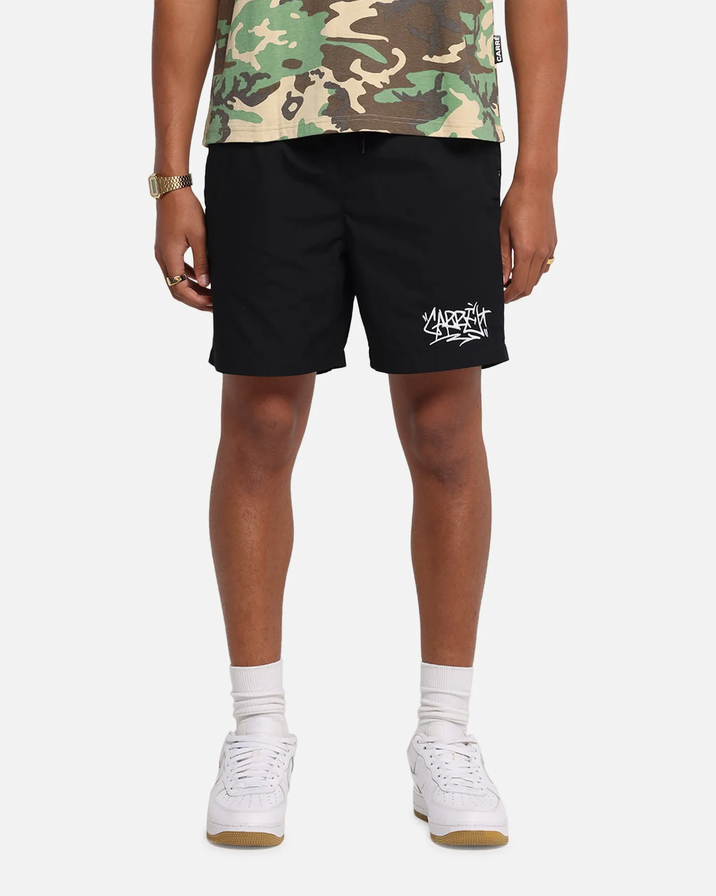Carre Tagline Beach Shorts Black All Day Quick Fit Performance