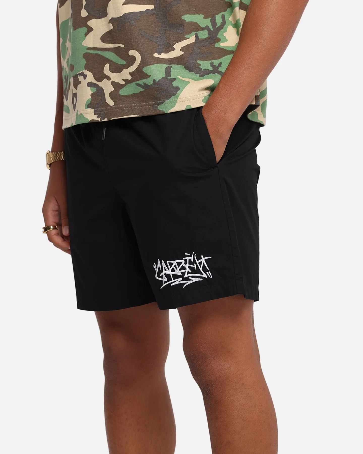 clean look Carre Tagline Beach Shorts Black