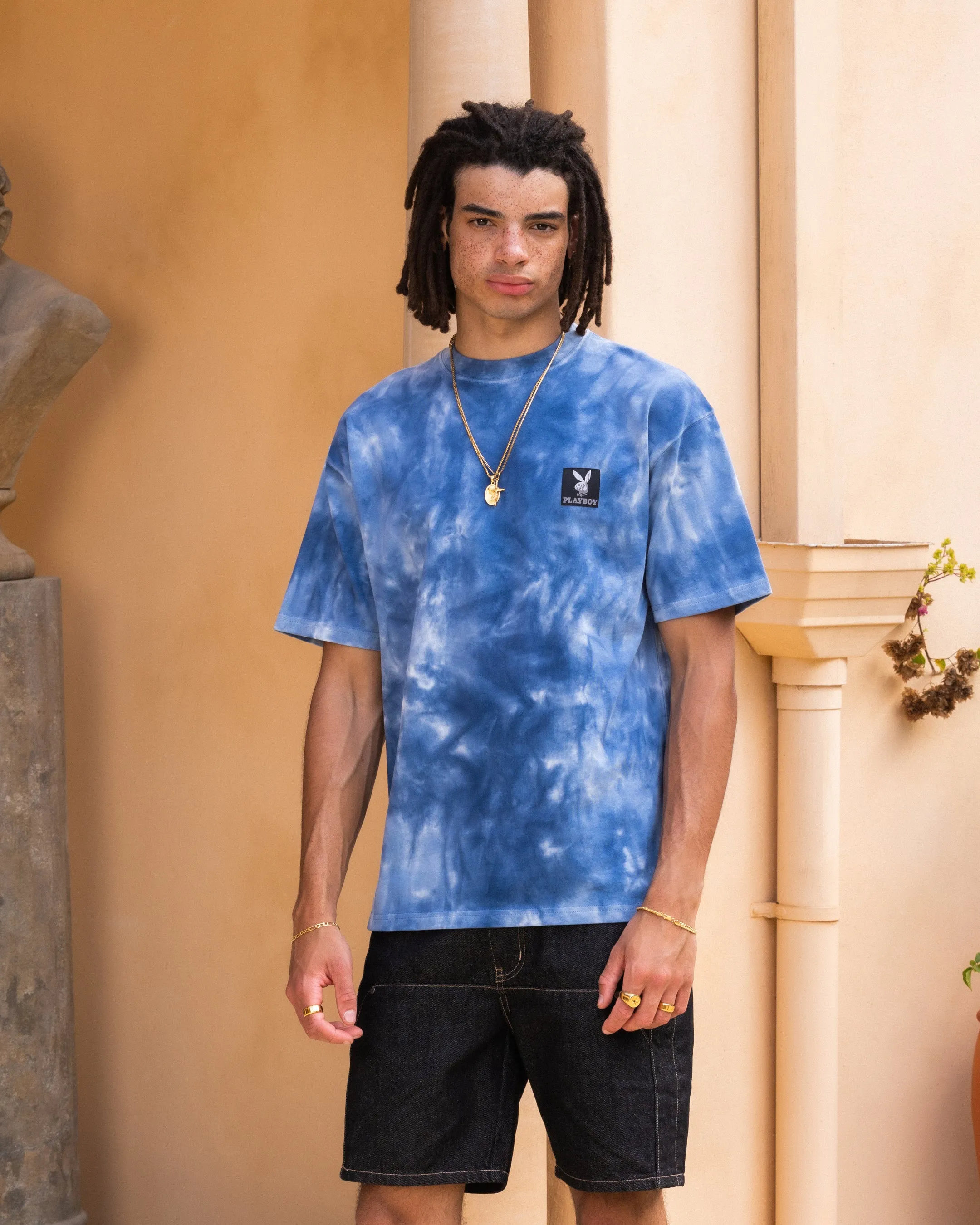 Minimalist Aesthetic Playboy By Culture Kings Vacay T-Shirt Light Blue Tye
