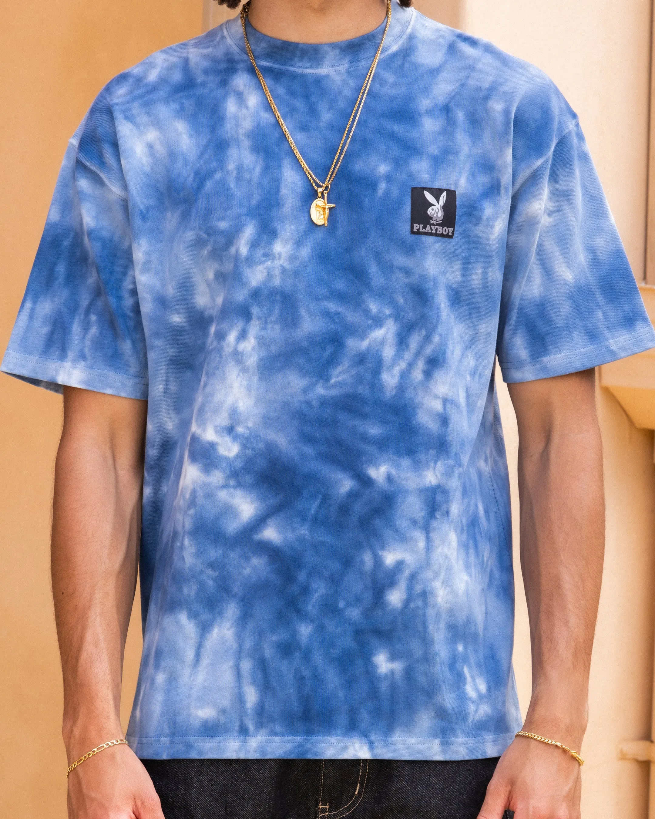 Playboy By Culture Kings Vacay T-Shirt Light Blue Tye Breathable mesh lining Trendy Apparel