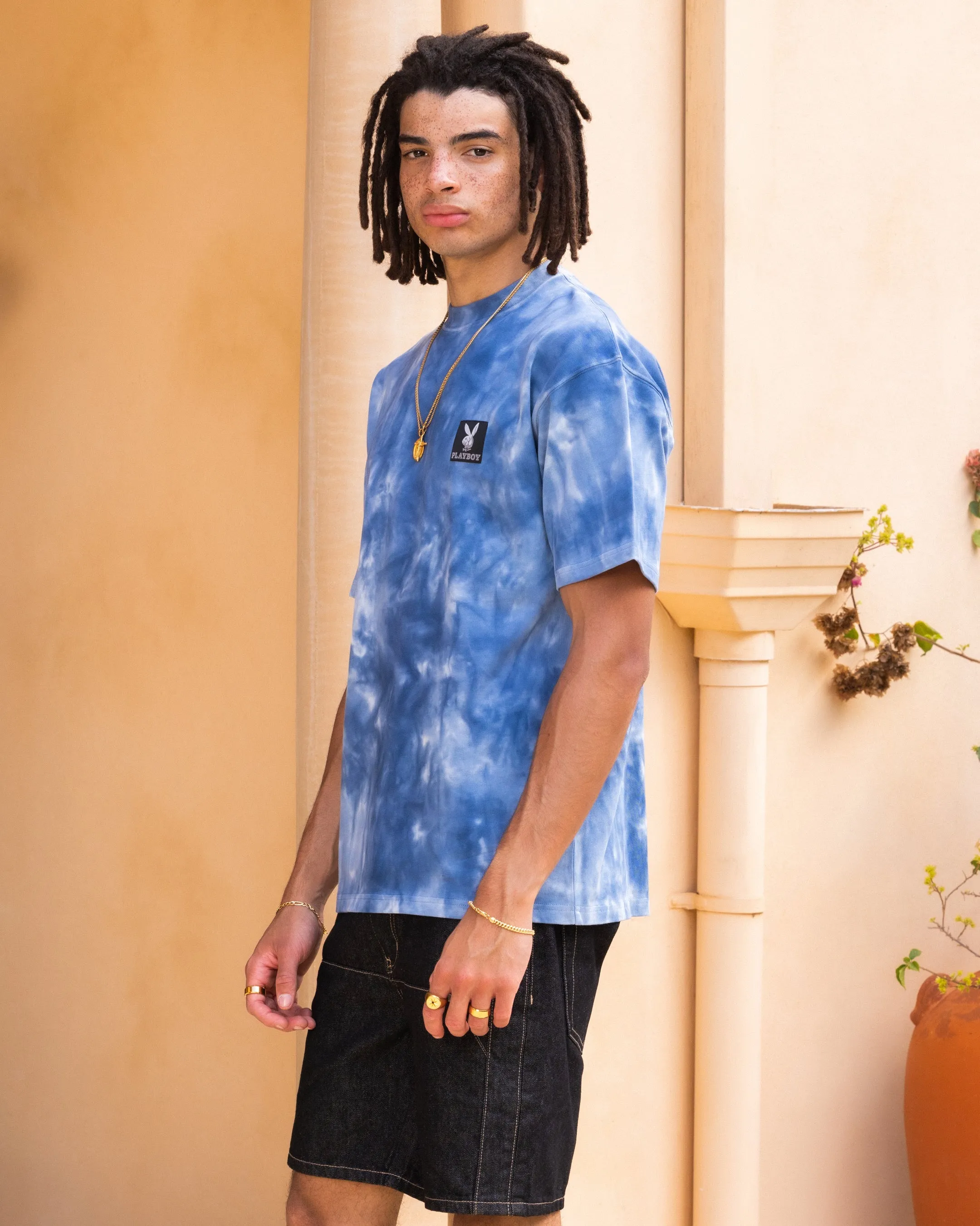 Playboy By Culture Kings Vacay T-Shirt Light Blue Tye Comfort Wearable