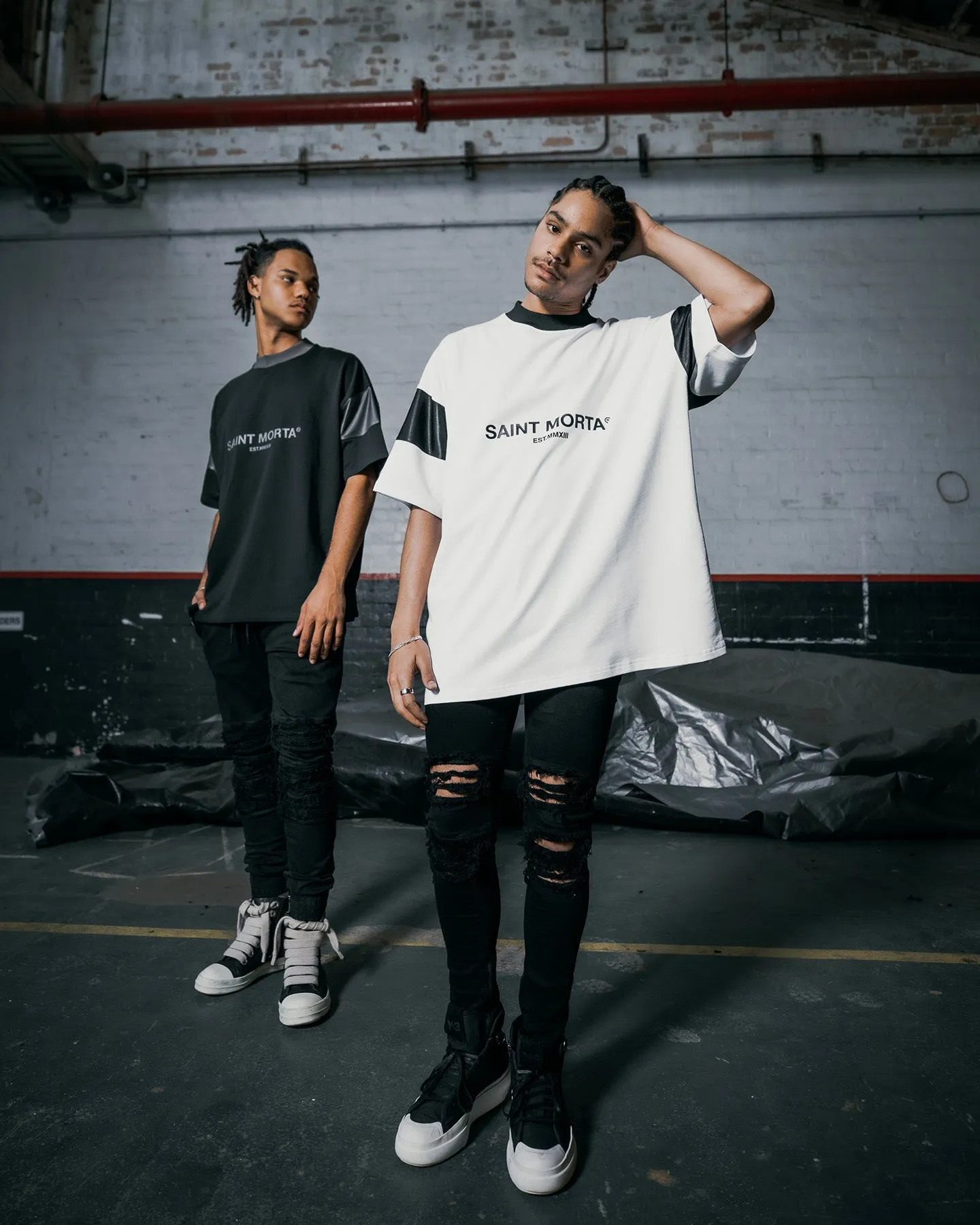 Saint Morta Box Panel T-Shirt White High Durability Weave