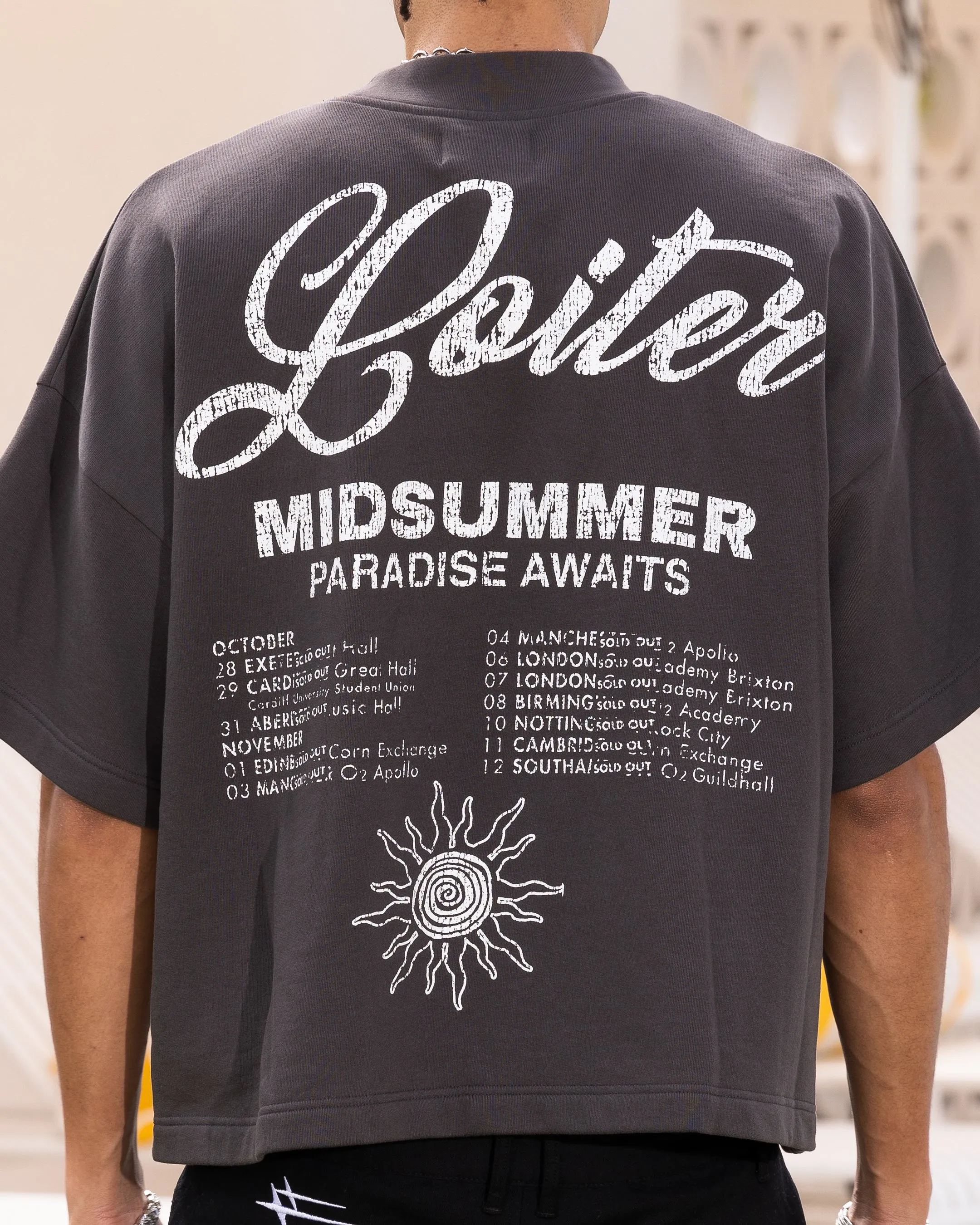 Wrinkle Resistant Loiter Palm Spring Box T-Shirt Charcoal