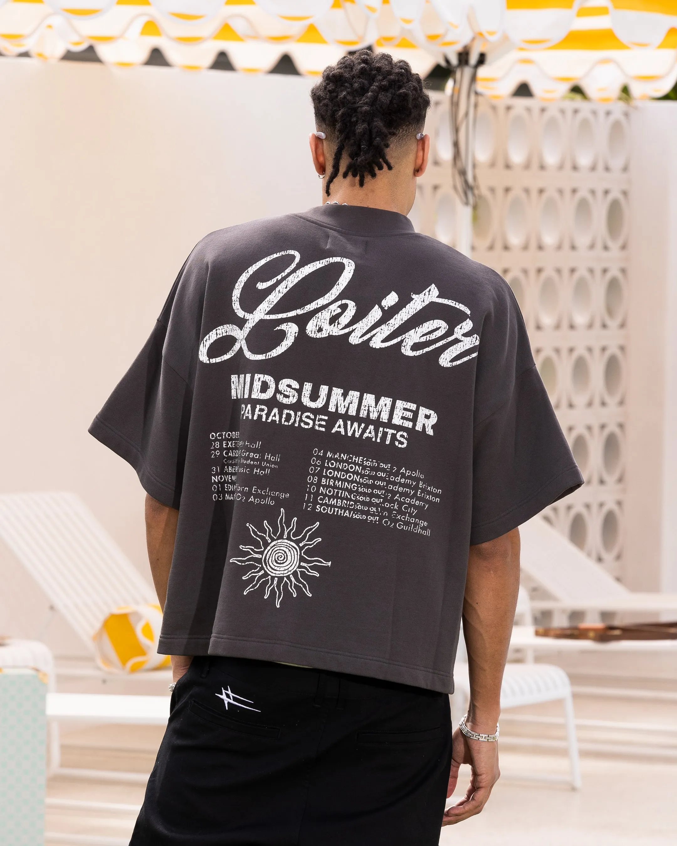 Loiter Palm Spring Box T-Shirt Charcoal Trendy Vibe