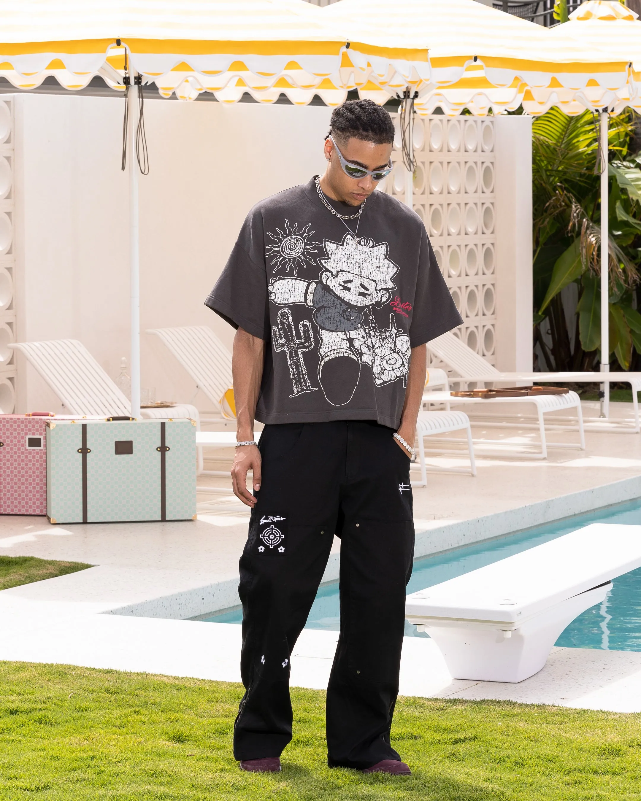 Loiter Palm Spring Box T-Shirt Charcoal Timeless Layering
