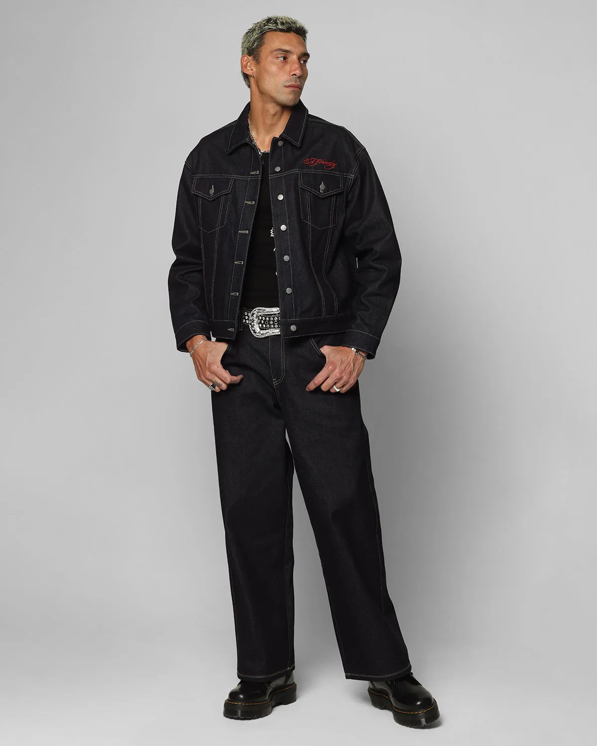 Winter Gear Ed Hardy Denim Jacket Raw Indigo