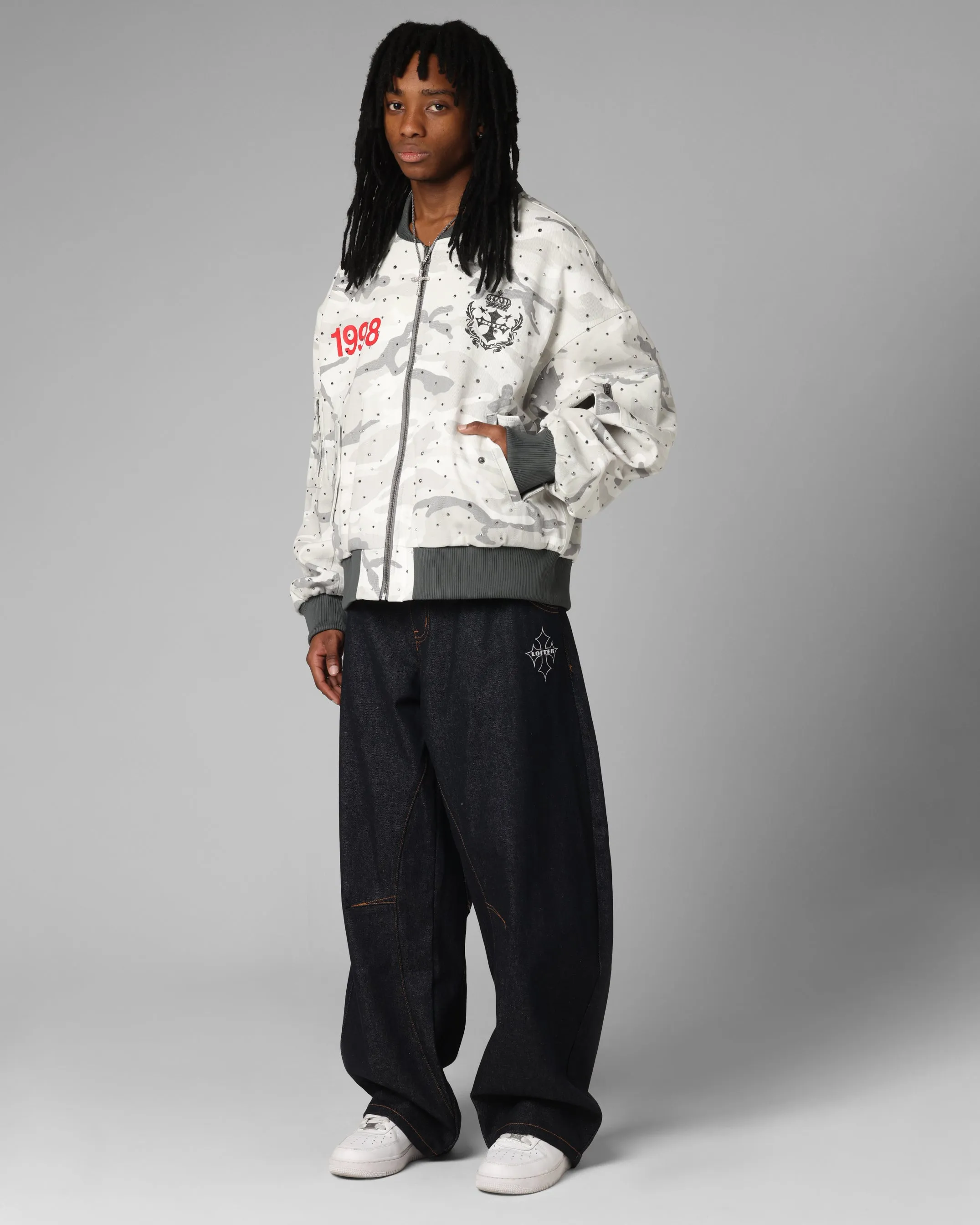 Loiter Hailstorm Bomber Snow Camo Zippered Vents Sports Jacket