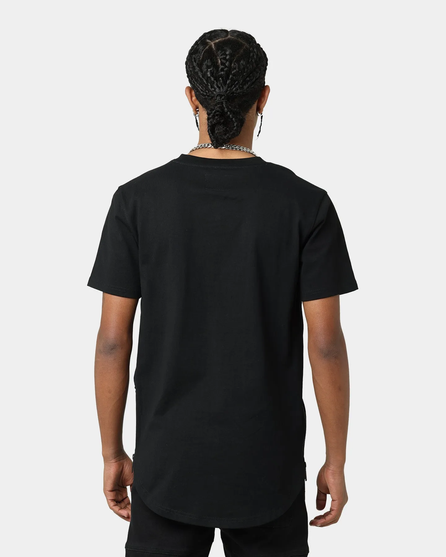 Carr?? Gothic Collar Droptail T-Shirt Black Relaxed Torso Fit Leather combination
