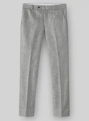 Sophisticated Layering Sleek Fit Naples Light Gray Tweed Pants