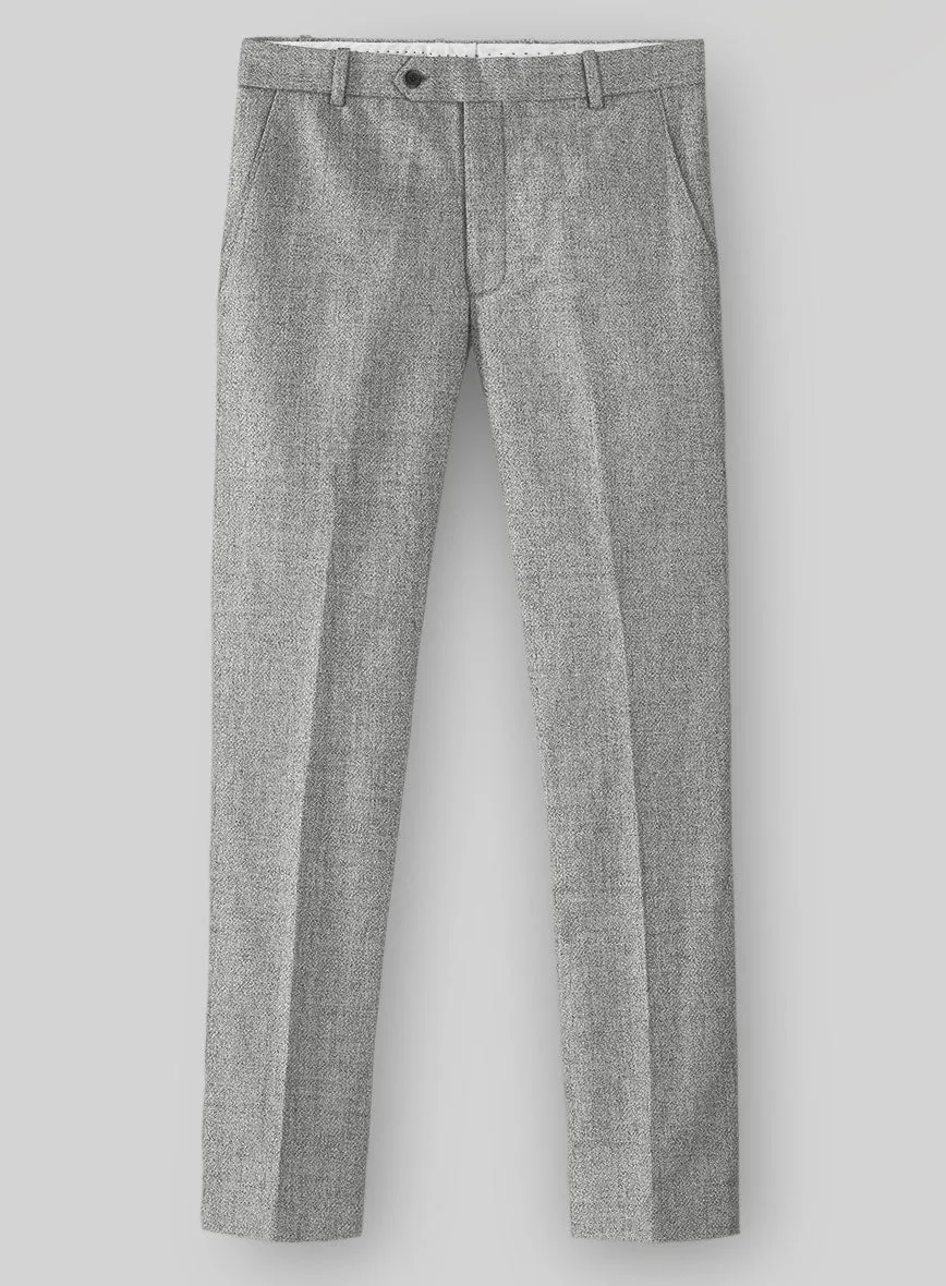 Sophisticated Layering Sleek Fit Naples Light Gray Tweed Pants