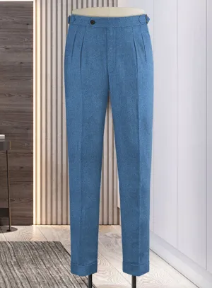 Elegant Fit Sleek Comfort Naples Saga Blue Highland Tweed Trousers