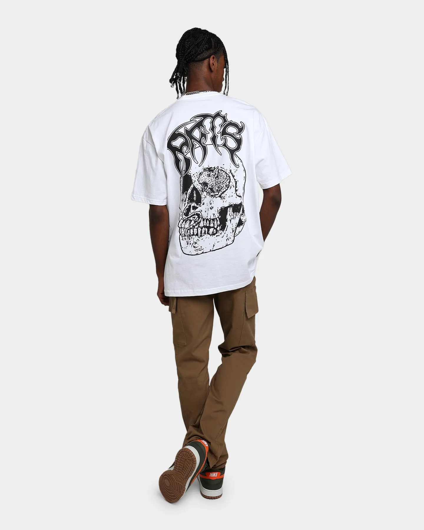 Stretch Jersey Knit Rats Get Fat X Funeral French Rats Skull T-Shirt White