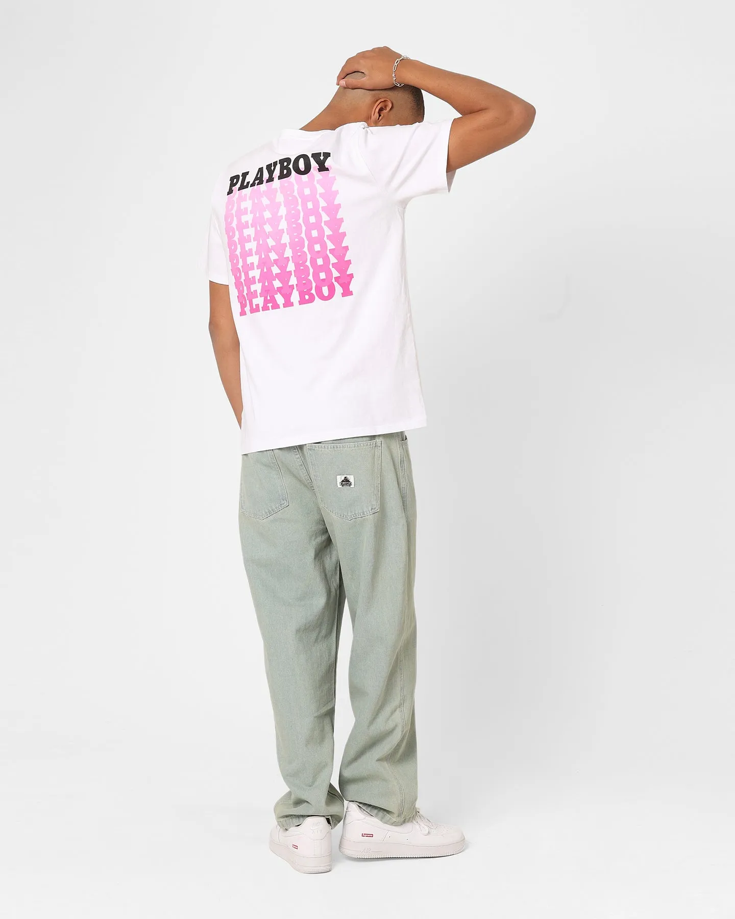 Stylish Wear Fit for All Seasons Playboy Stack Blend T-Shirt White/Pink