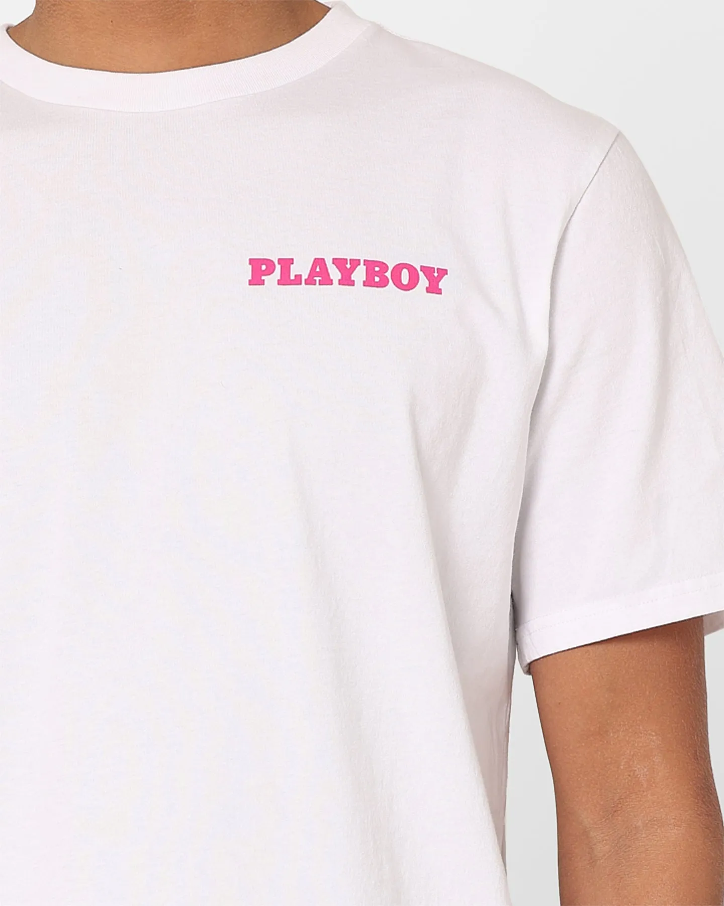 Versatile Trend Fresh Comfort Style Playboy Stack Blend T-Shirt White/Pink
