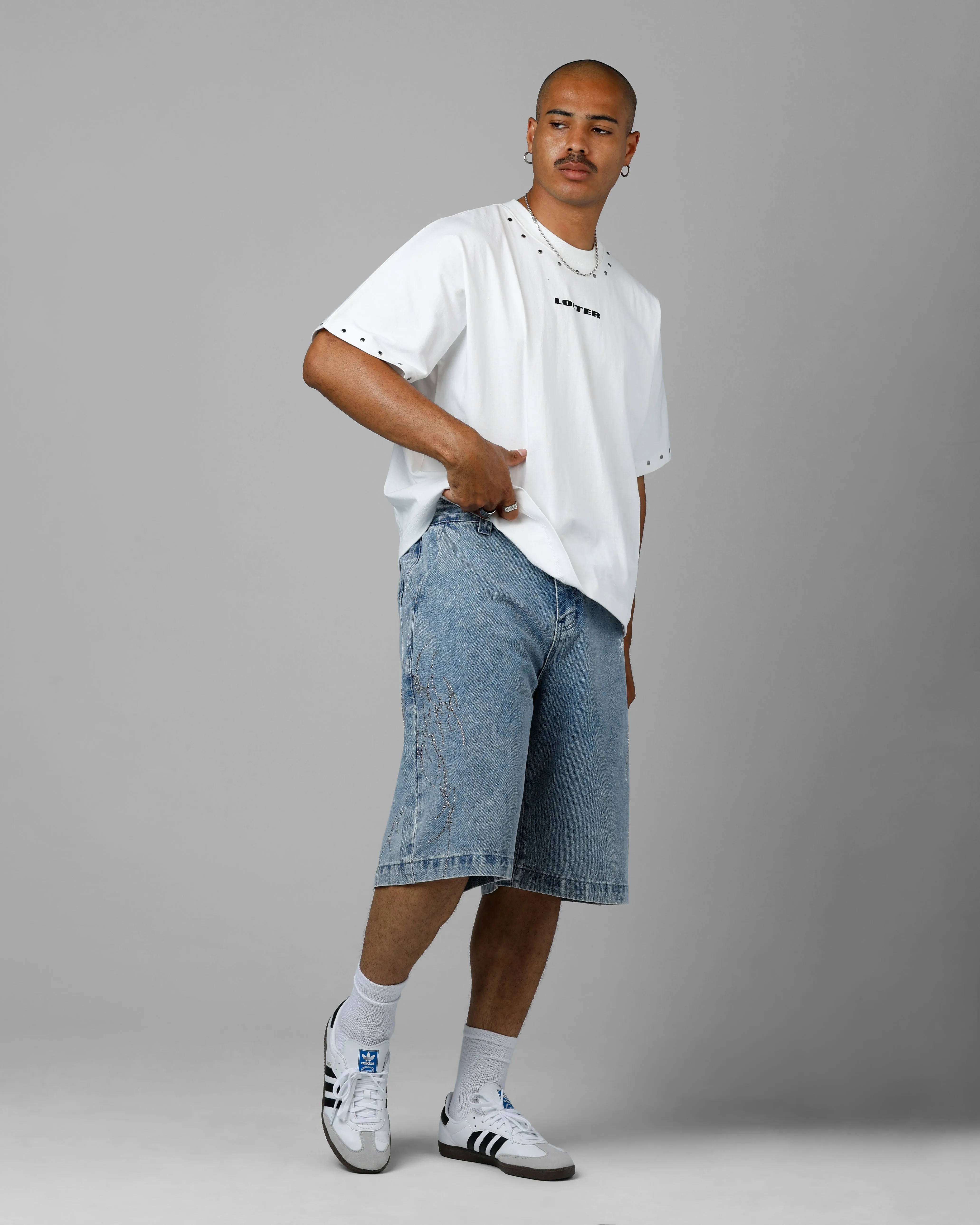 Loiter Goth Clique Jorts Blue Denim Sport Mood tumble dry