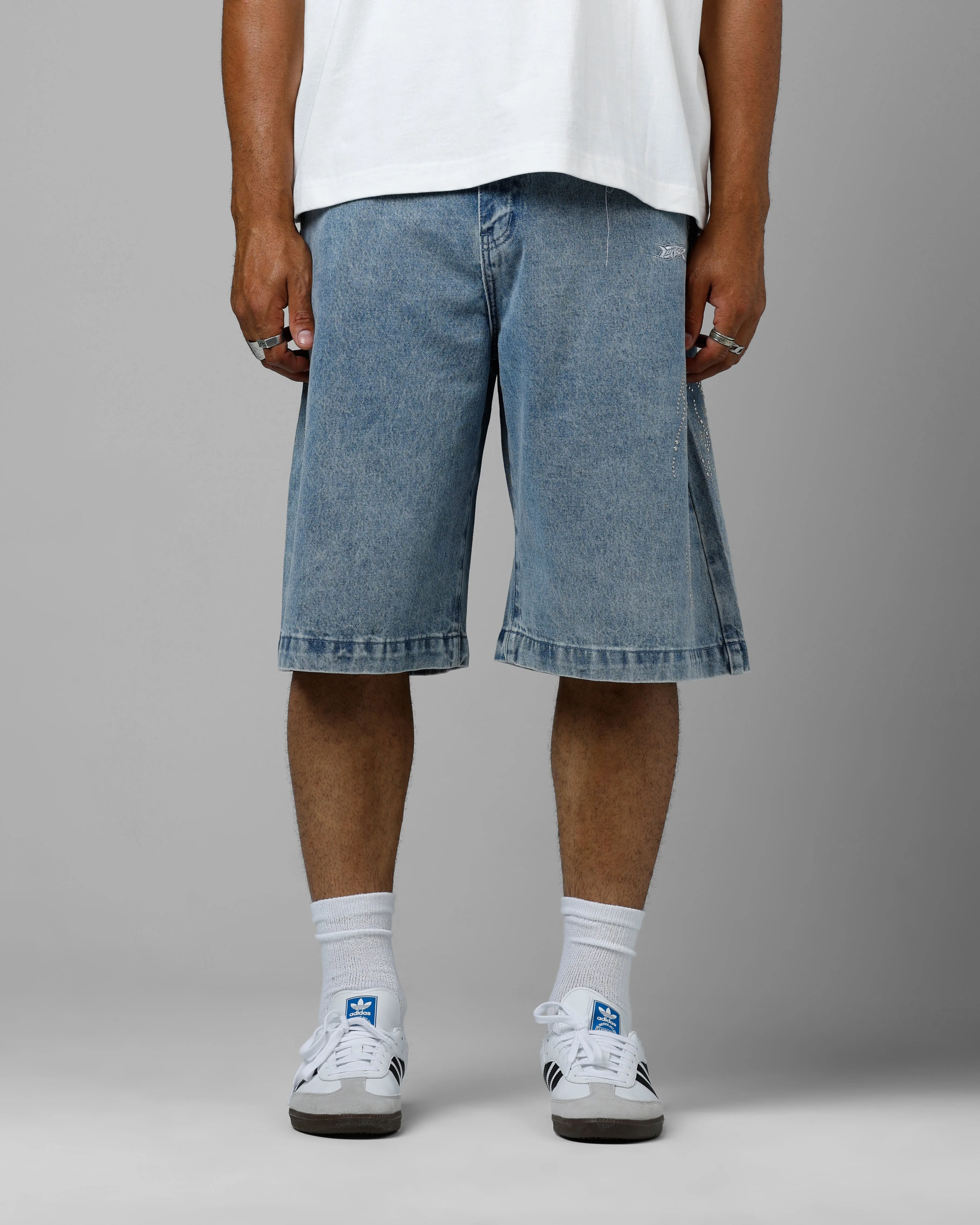Dual Zone Ventilation No Ride Up Design Loiter Goth Clique Jorts Blue Denim